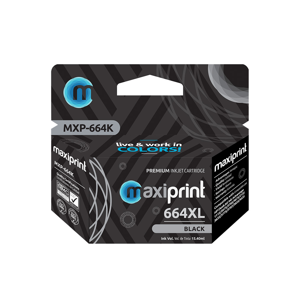 Cartucho de tinta Maxiprint Compatible con HP 664 XL negro 15.4ml