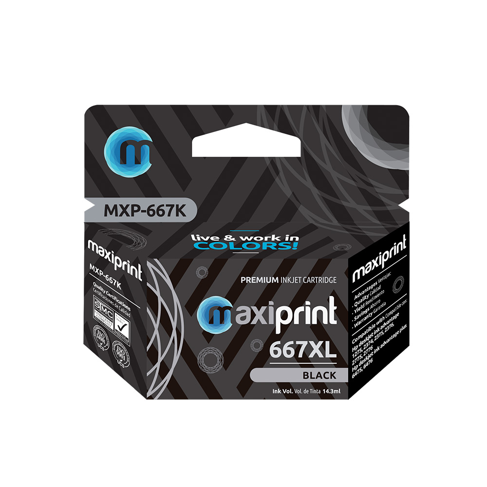 Cartucho de tinta Maxiprint Compatible con HP 667 XL negro 11.7ml