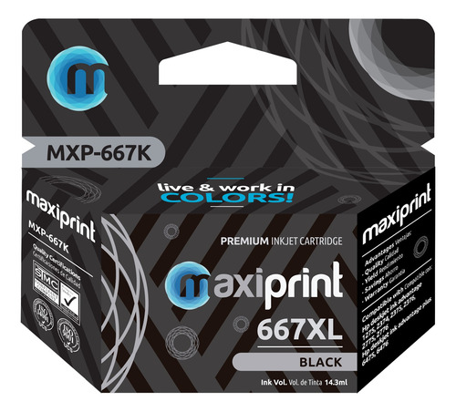 Cartucho de tinta Maxiprint Compatible con HP 667 XL negro 11.7ml