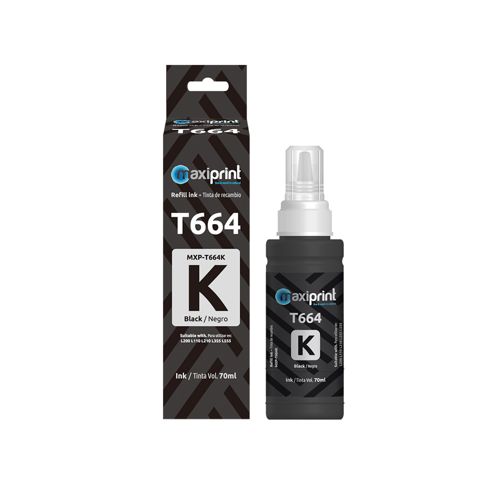 Botella de tinta Maxiprint Compatible con Epson 664 negro 70ml