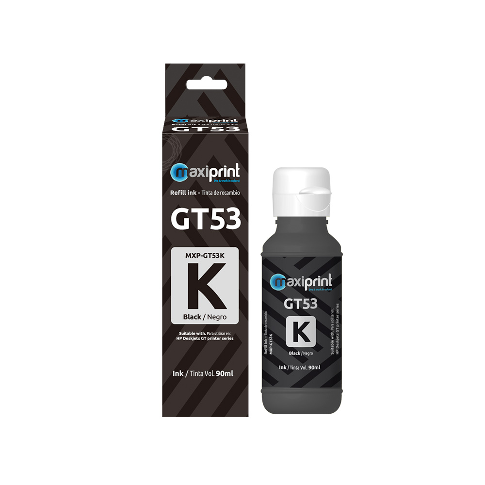 Botella de tinta Maxiprint Compatible con HP GT53 negro 70ml