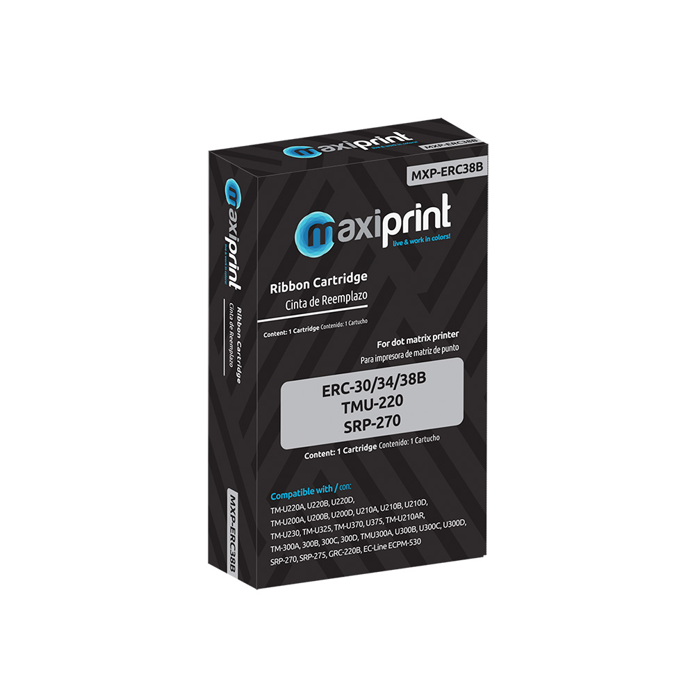 Cinta Maxiprint Compatible con Epson ERC 30 34 38 negro