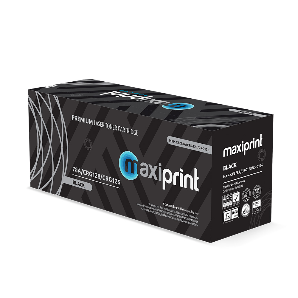 Cartucho de Toner Maxiprint Compatible con HP CE278A Canon CRG126 CRG128 negro