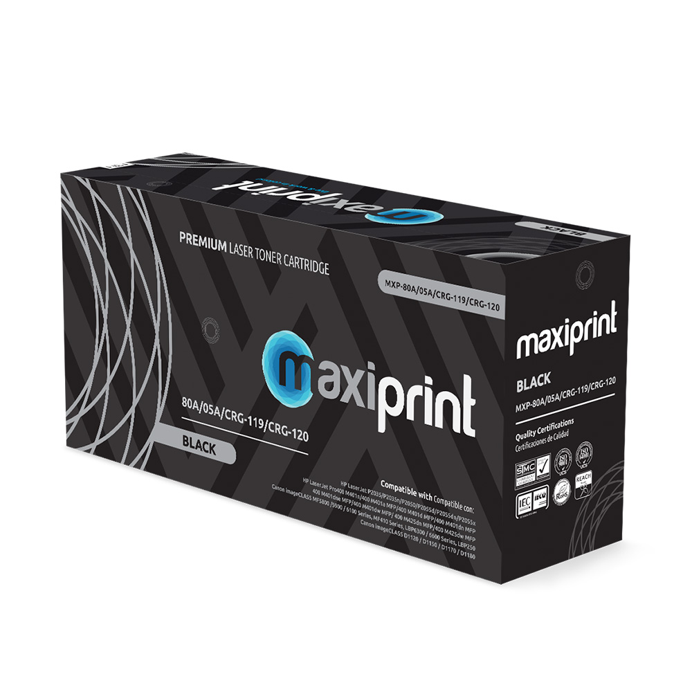 Cartucho de Maxiprint Compatible con HP CE505A CF280A Canon CRG119 CRG120 negro