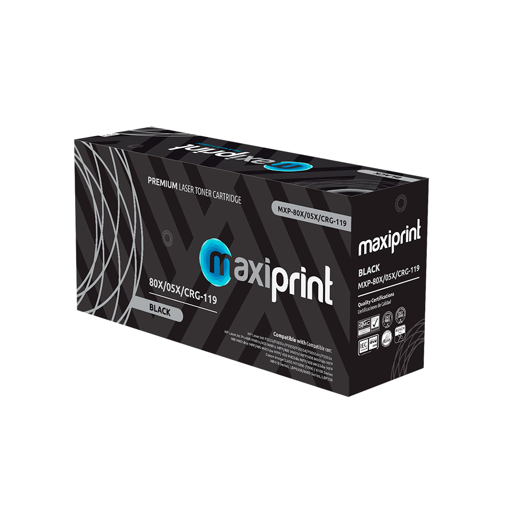 Cartucho de Toner Maxiprint Compatible con HP CE505X CF280X Canon CRG119 CRG120 negro