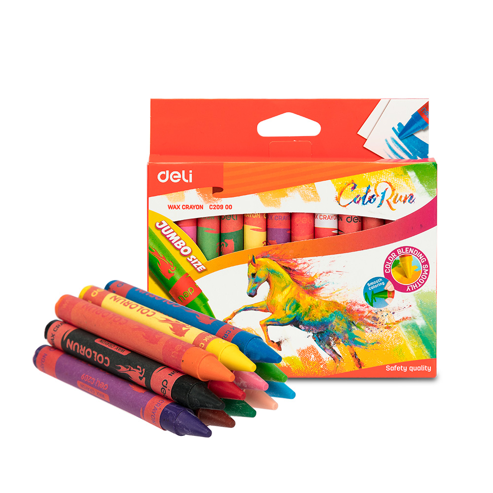 Creyones de Cera Jumbo Deli  caja 12 colores *UMV-Inner de 12 cajas*