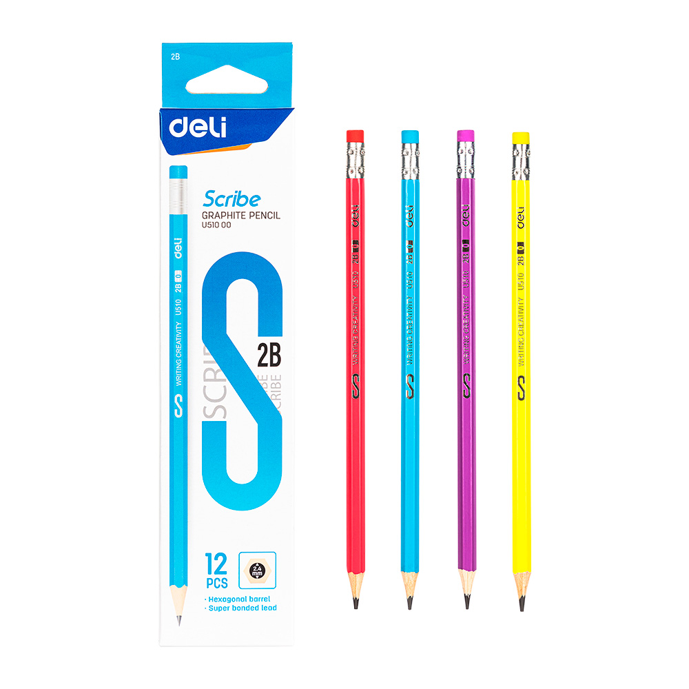 Lápiz de Grafito2B Neón Scribe-Deli caja de 12und *UMV-4 cajas surtidas*