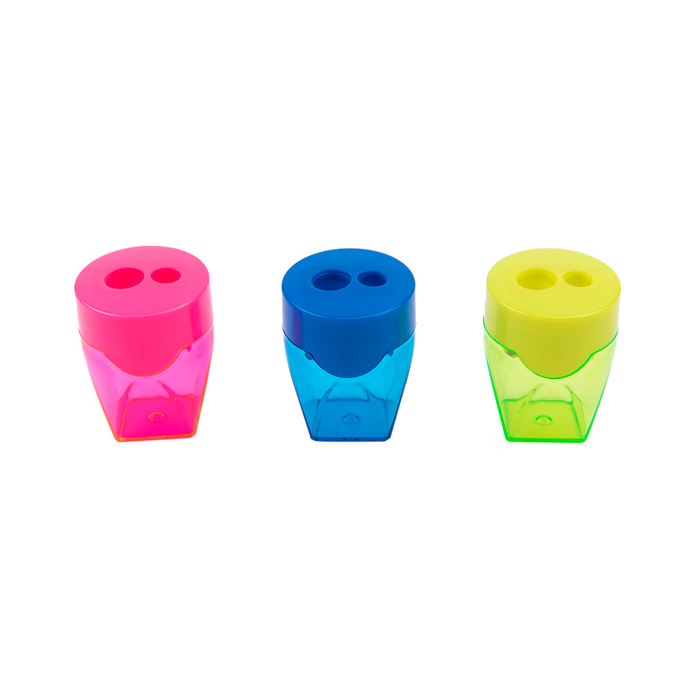 Sacapuntas Plástico 2 huecos c/recipiente Neon Deli *UMV-1 Display de 12und surtidas*