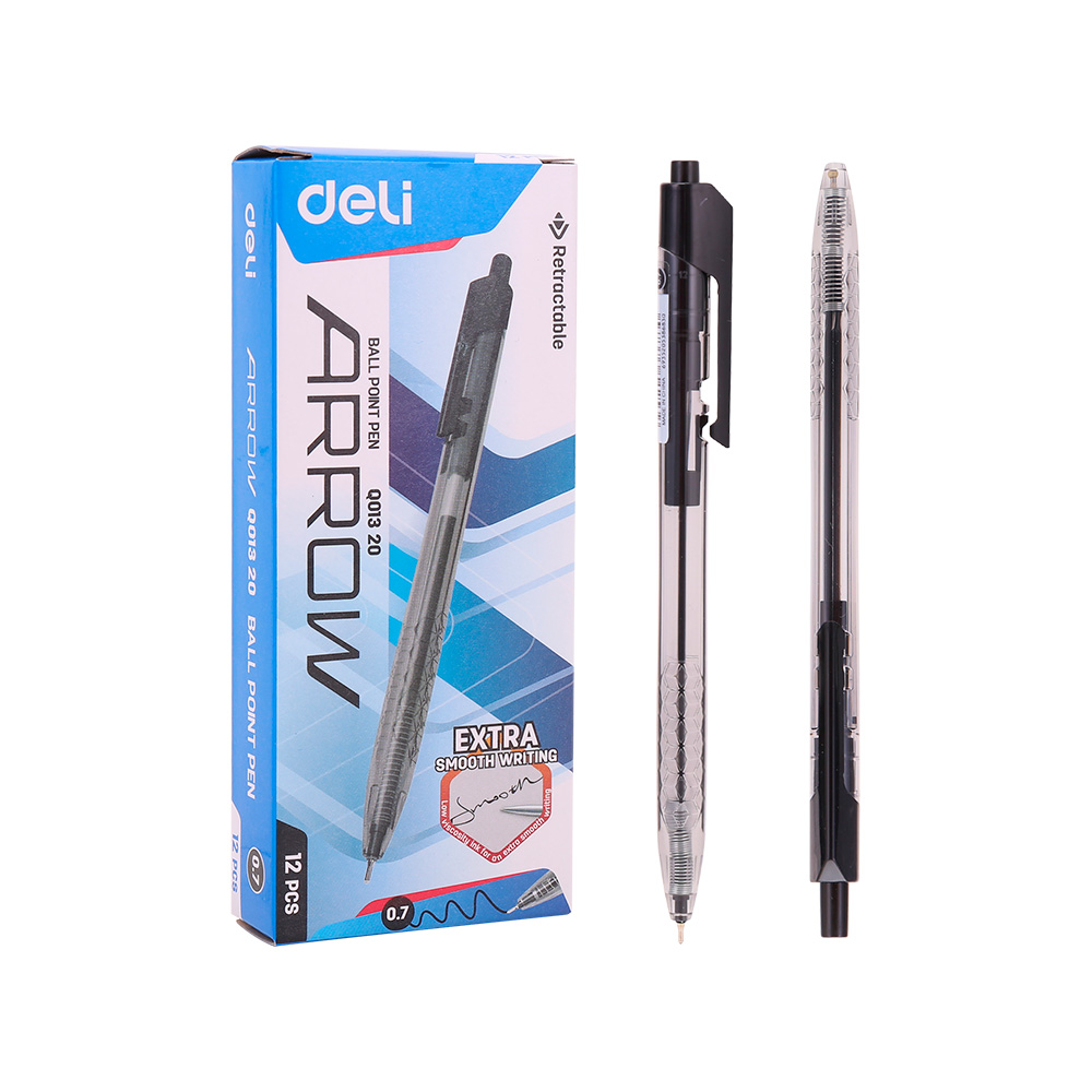 Bolígrafo negro Retráctil Arrow-Deli *UMV-1 caja de 12und*