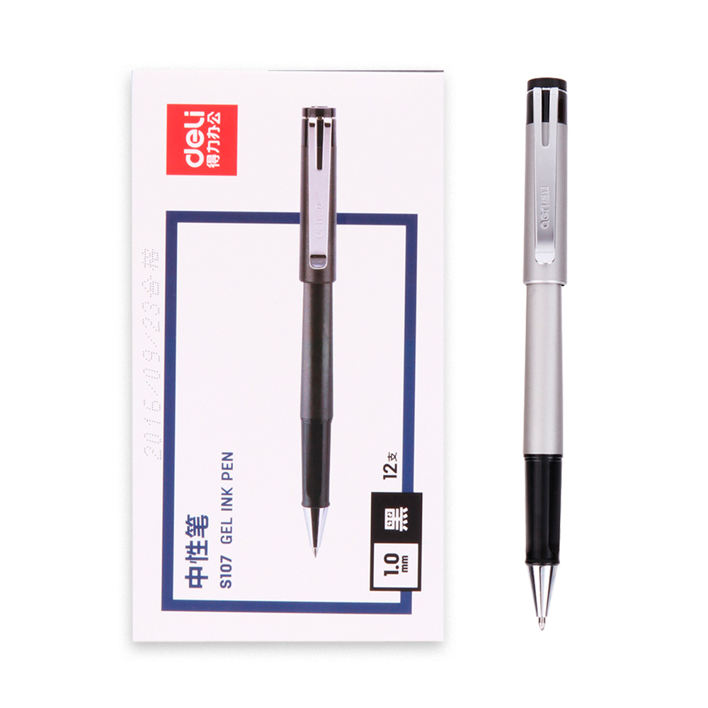 Bolígrafo Ejecutivo Gel negro Extra Suave c/grip Deli *UMV-1 caja de 12und*