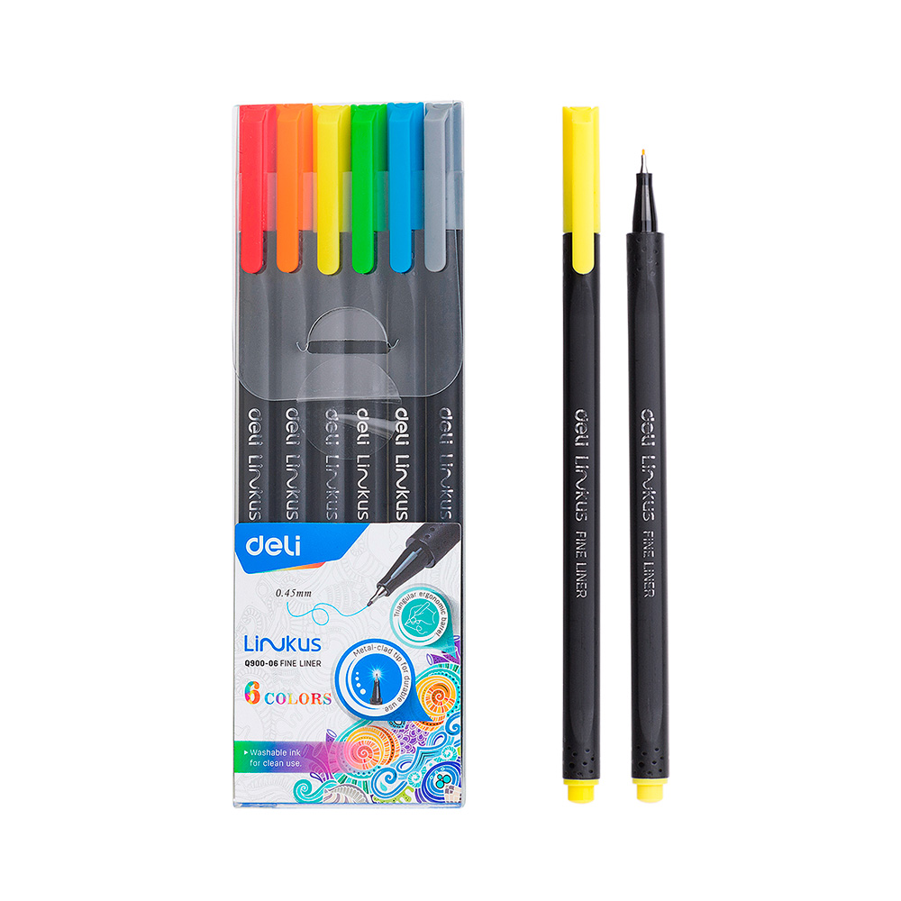 Marcador punta fina Deli estuche 6 colores *UMV-12 estuches*