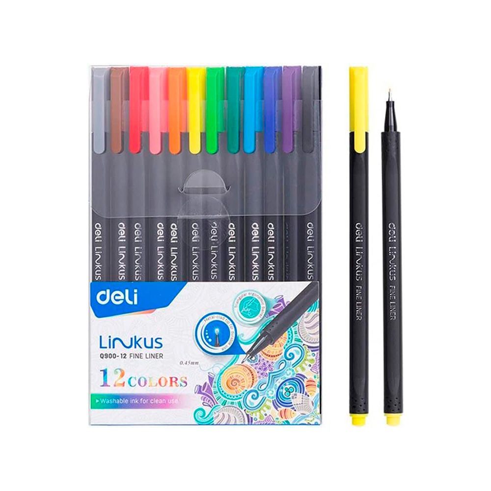 Marcador punta fina Deli estuche 12 colores *UMV-12 estuches*