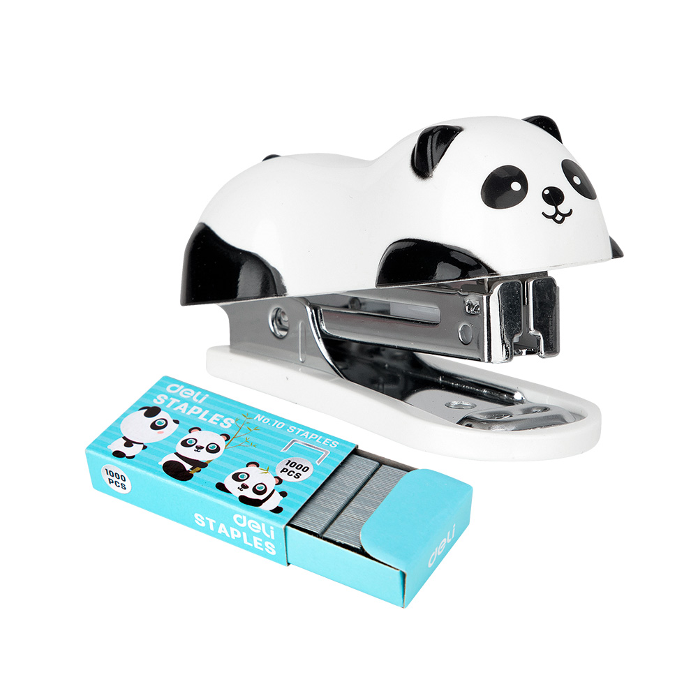 Kit de engrapadora 15pág + grapas #10 panda Deli blister *UMV-Inner de 12 kits surtidos*