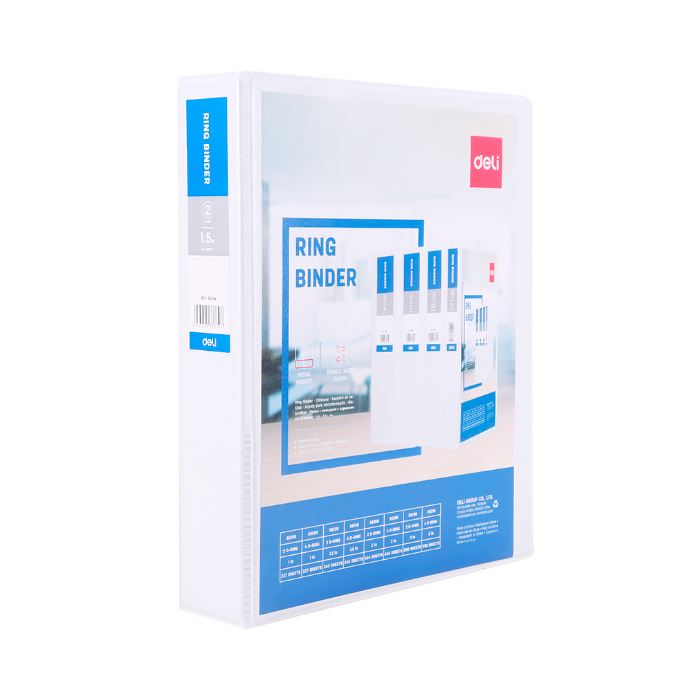 Carpeta  de 2 Aros Deli A4 ancho 1.5'' c/blanco *UMV-1 und*