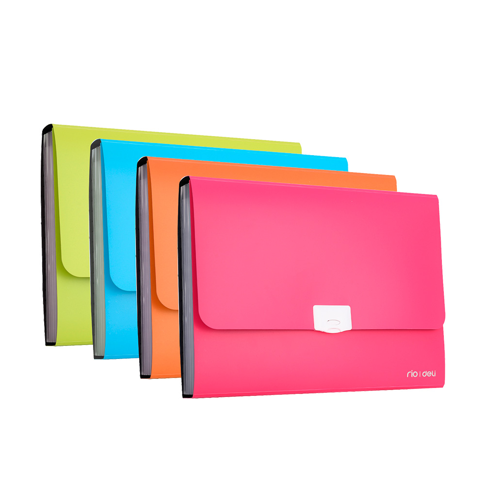 Carpeta Plastica Expandible Tipo Maletín A4 7esp cierre c/clip Deli *UMV-4und surtidas*