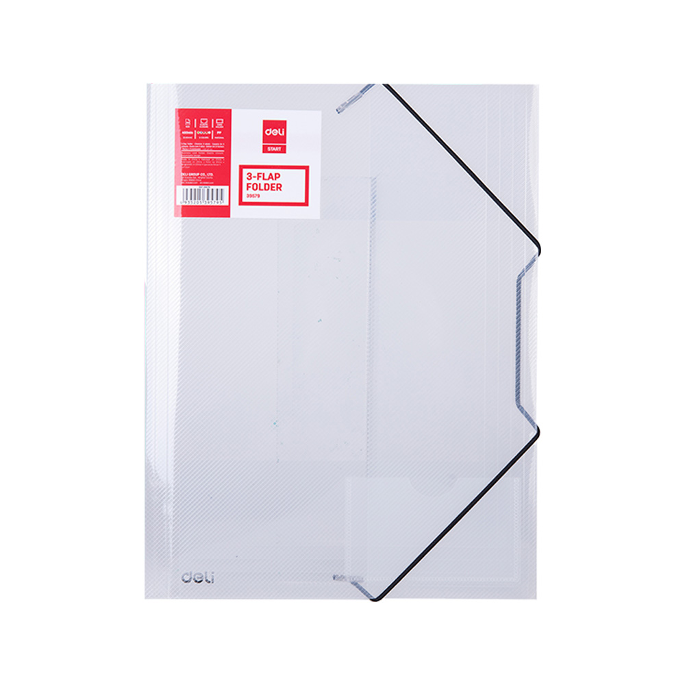Carpeta Plástica A4 c/3 solapas cierre elástico Deli *UMV-Inner de 24und surtidas*