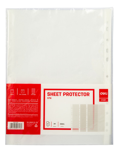 Protector separador de Carpetas Deli Transparente 50mic pack de 20uni-50mic *UMV 5packs*