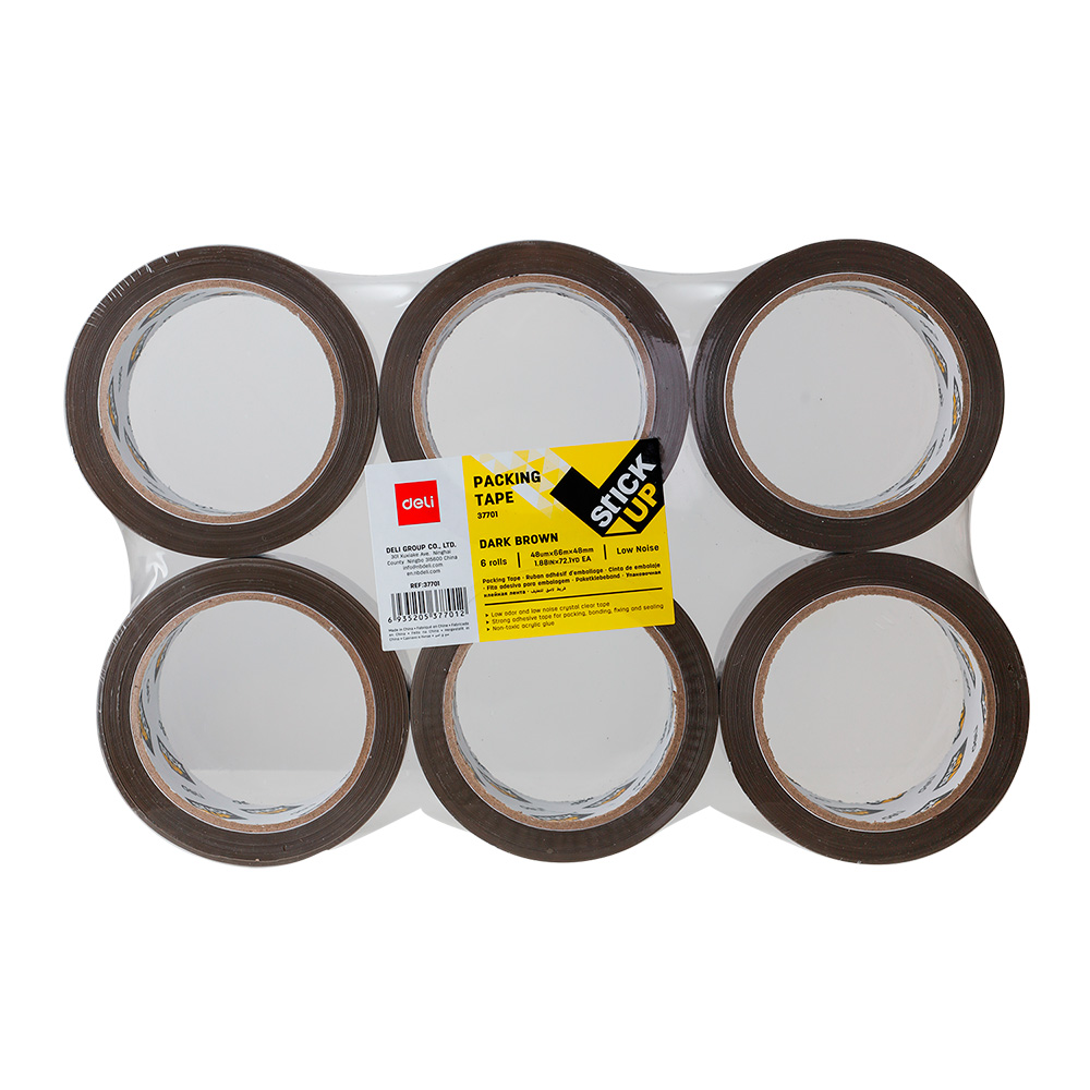 Cinta de Embalar Marrón Deli (bajo sonido) 48mmx66m *UMV-1pack de 6und*