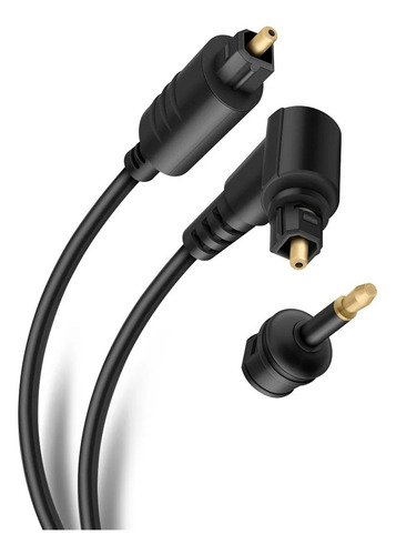 Cable Toslink de fibra óptica Steren c/conector 90º 2m incluye adaptador miniplug