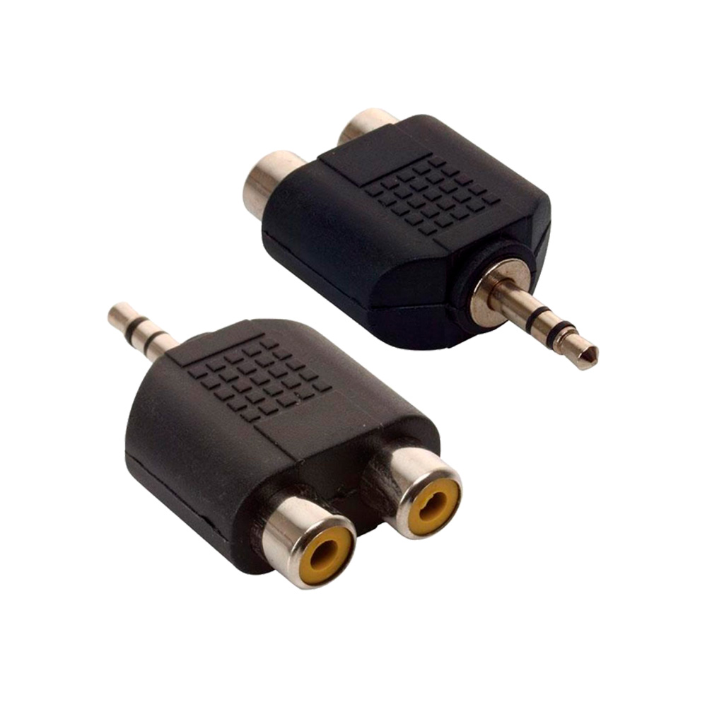 Adaptador convertidor Steren plug 3.5mm macho a RCA hembra (5 und)