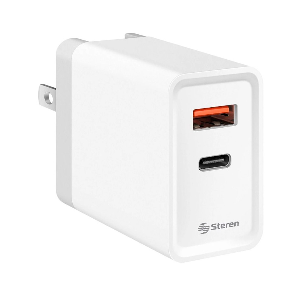 Cargador Carga rápida puerto USB 3.0 + USB C  30W Steren