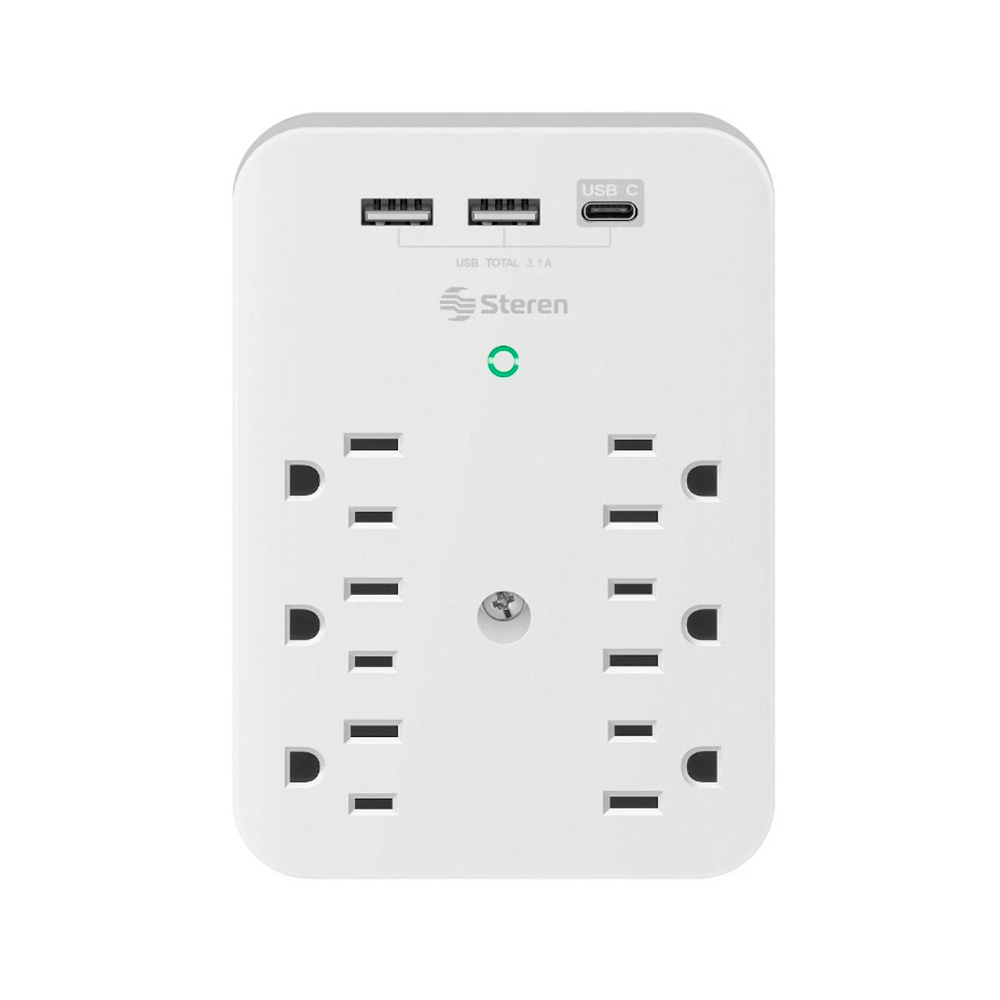 Regleta Multicontacto de 6 tomas 110V y triple cargador USB Steren
