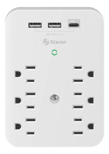 Regleta Multicontacto de 6 tomas 110V y triple cargador USB Steren