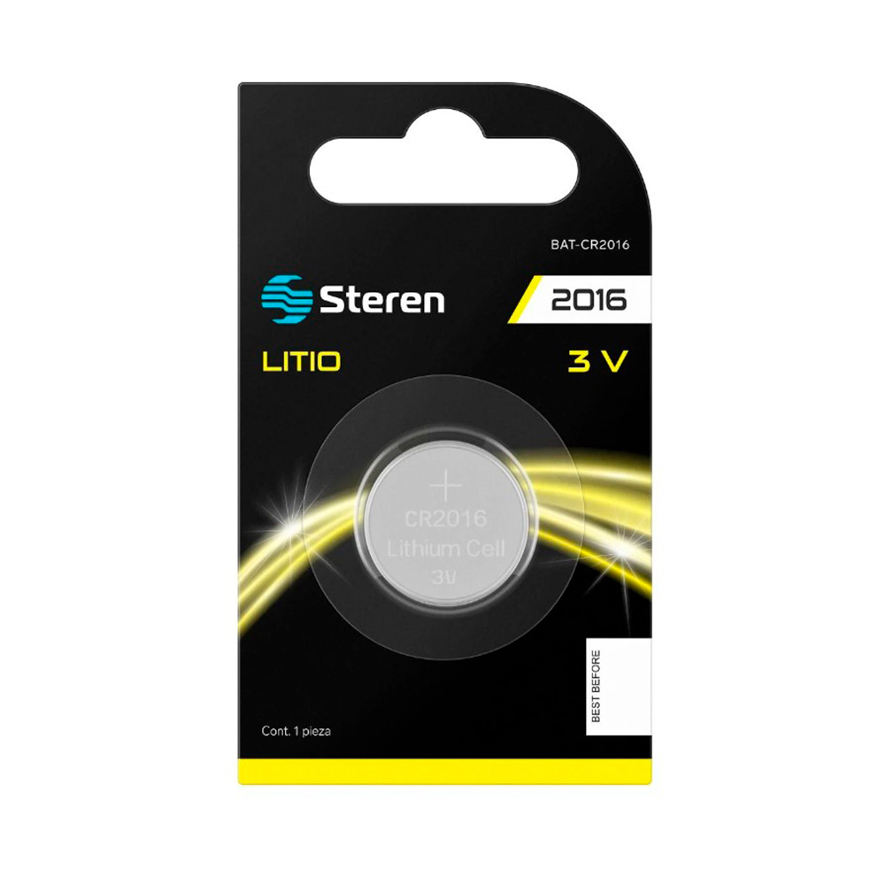 Pila Batería tipo botón CR2016 Steren Blister