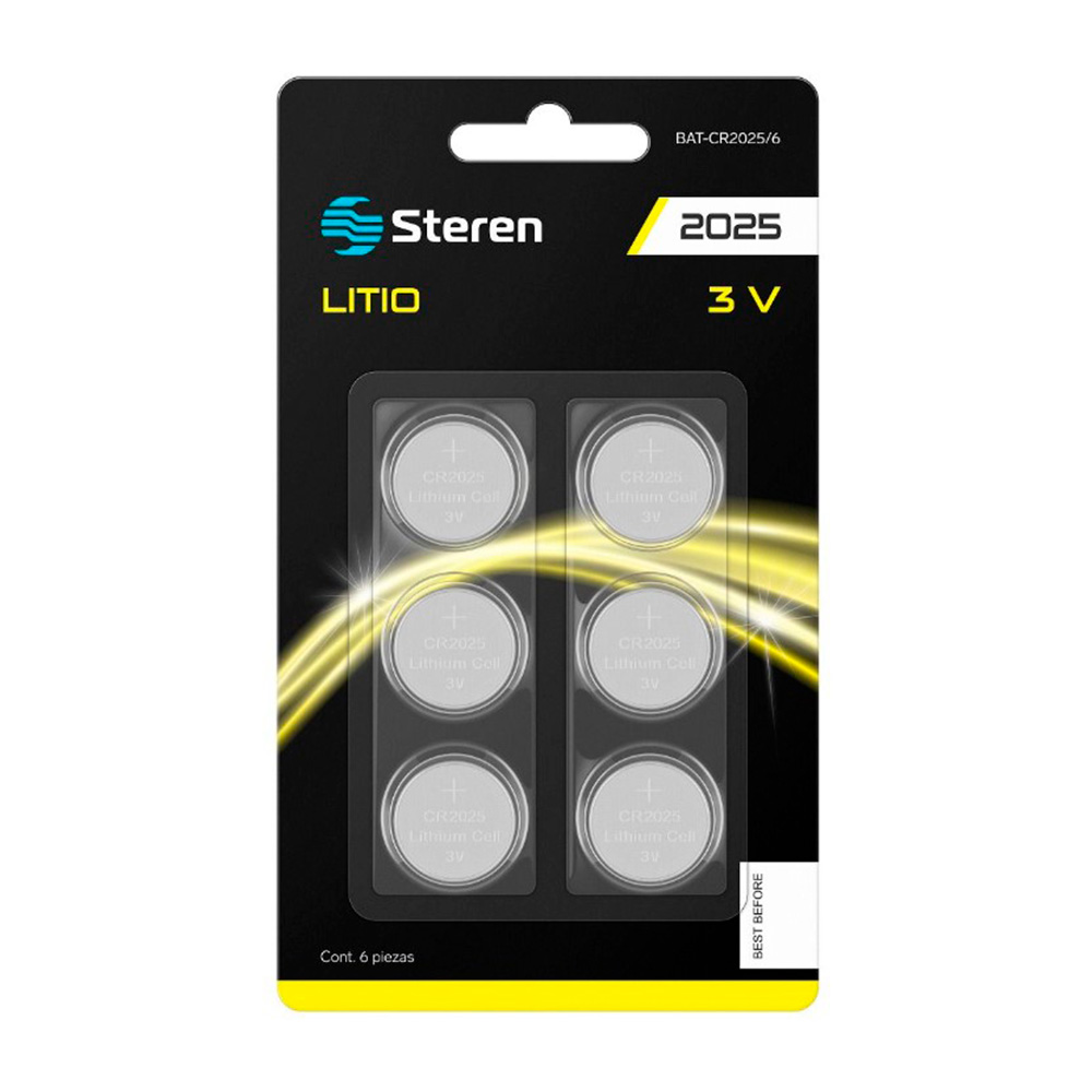 Pila Batería tipo botón CR2025 Blister 6 unidades Steren