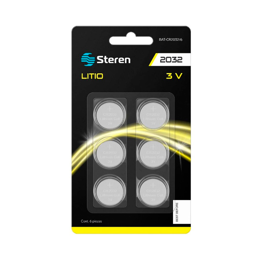 Pila Batería tipo botón CR2032 Blister 6 unidades Steren