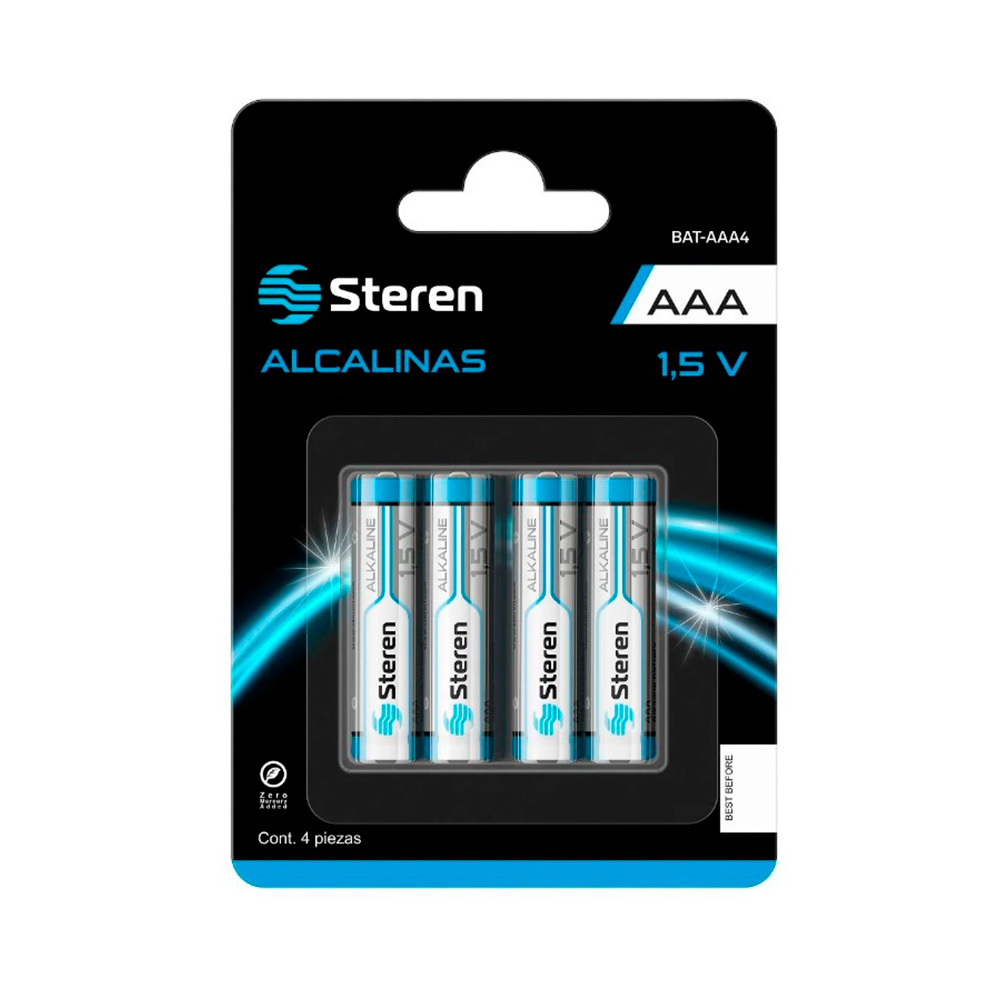 Pila Batería alcalina Steren AAA 4 unidades