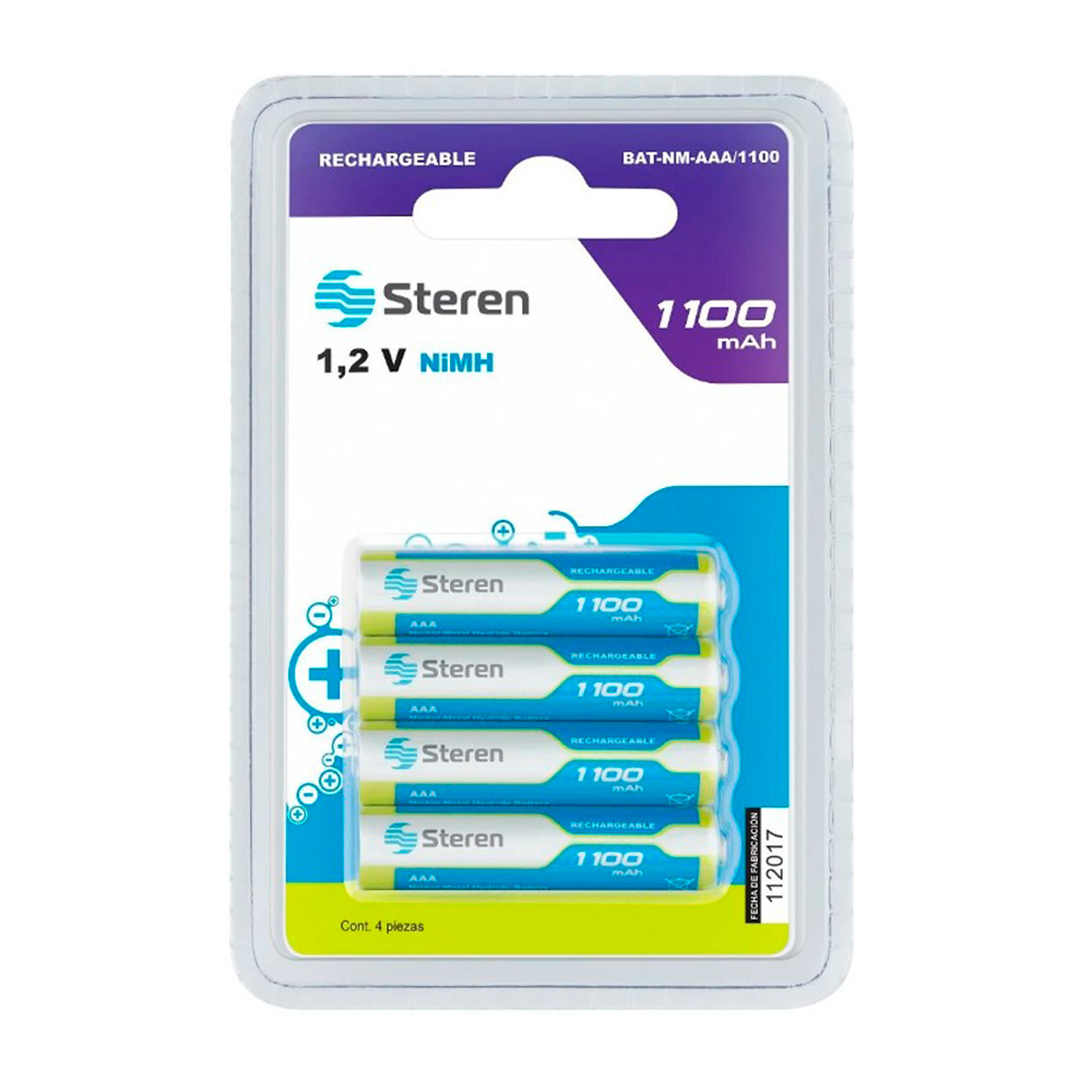 Pila Batería recargable AAA Steren 1100 mAh 4 unidades