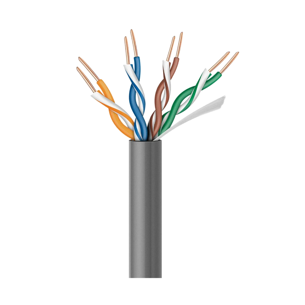 Cable UTP CAT5e 100% cobre 4 pares trenzados calibre 24 AWG carrete 305m color gris Steren