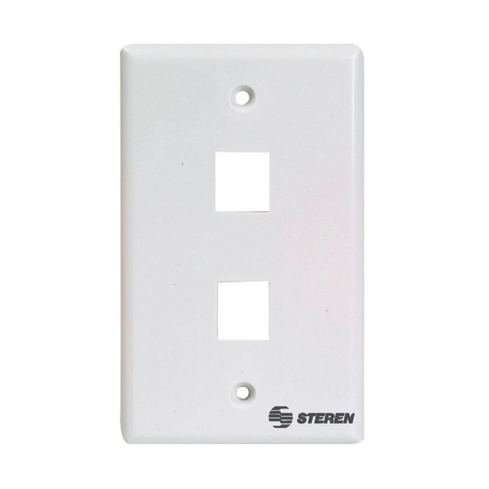 Tapa Face Plate blanco 4x2 2 puertos RJ45 CAT 5e y Cat 6 Steren