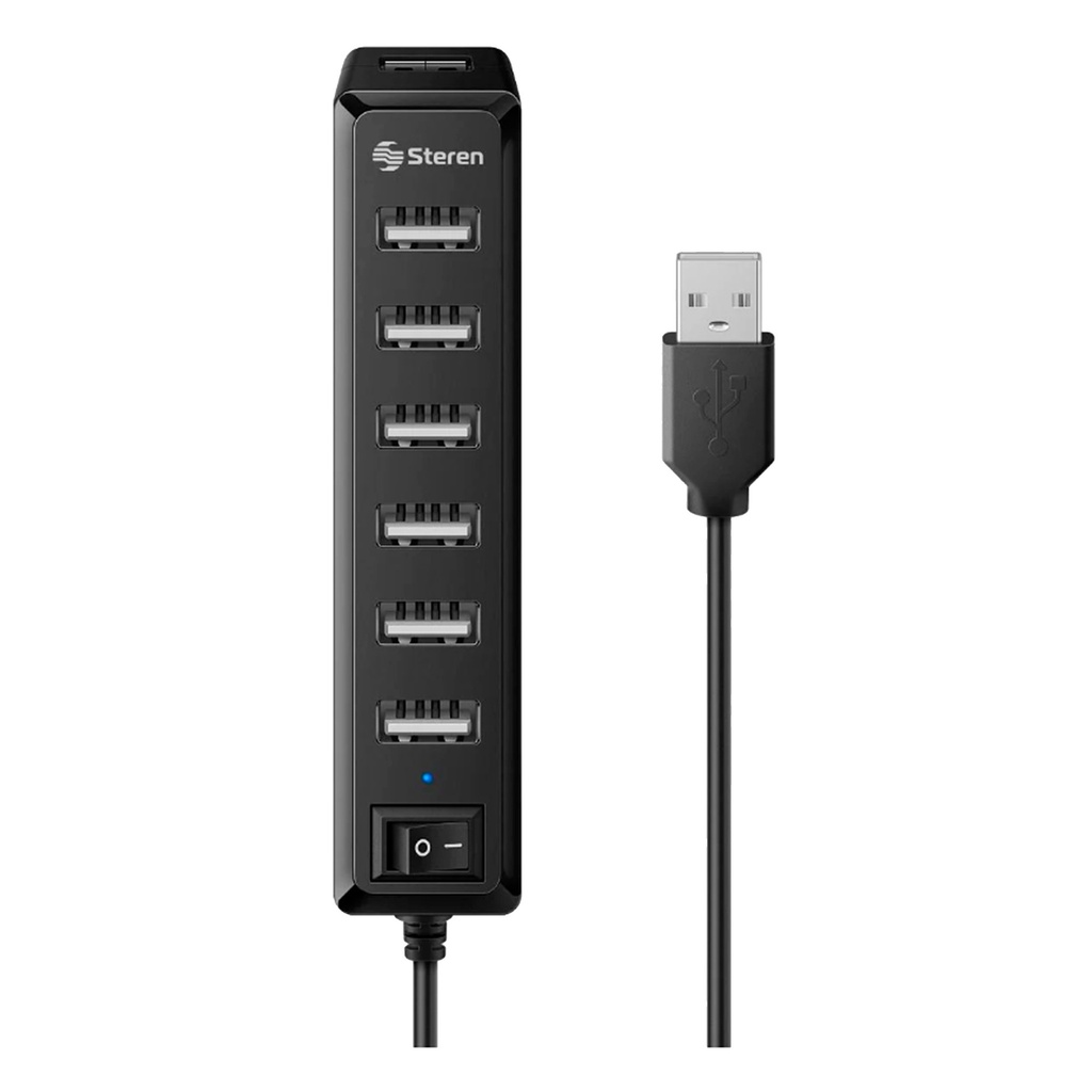 HUB 7 puertos USB 2.0 Steren con Transformador Adaptador 12V a 12A
