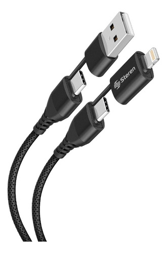 Cable 4 en 1 Steren USB C a USB y USB C a Lightning