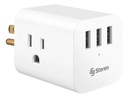 Adaptador cubo multiple 3 enchufes y 3 puetos USB Steren