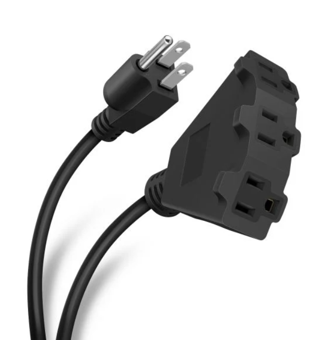 Cable de extensión eléctrica Steren 8m 3 tomas para uso rudo negro