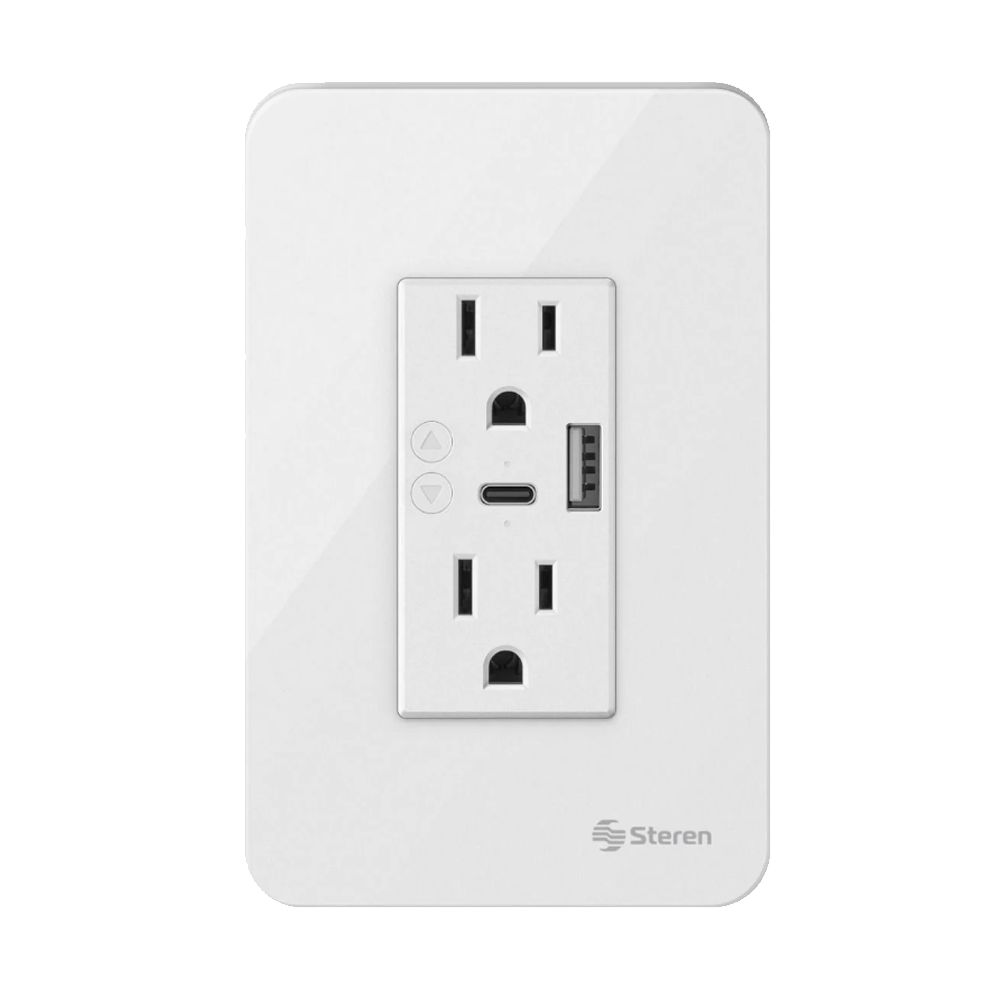 Enchufe Tomacorriente Inteligente Wifi Steren con cargador USB A+ USB