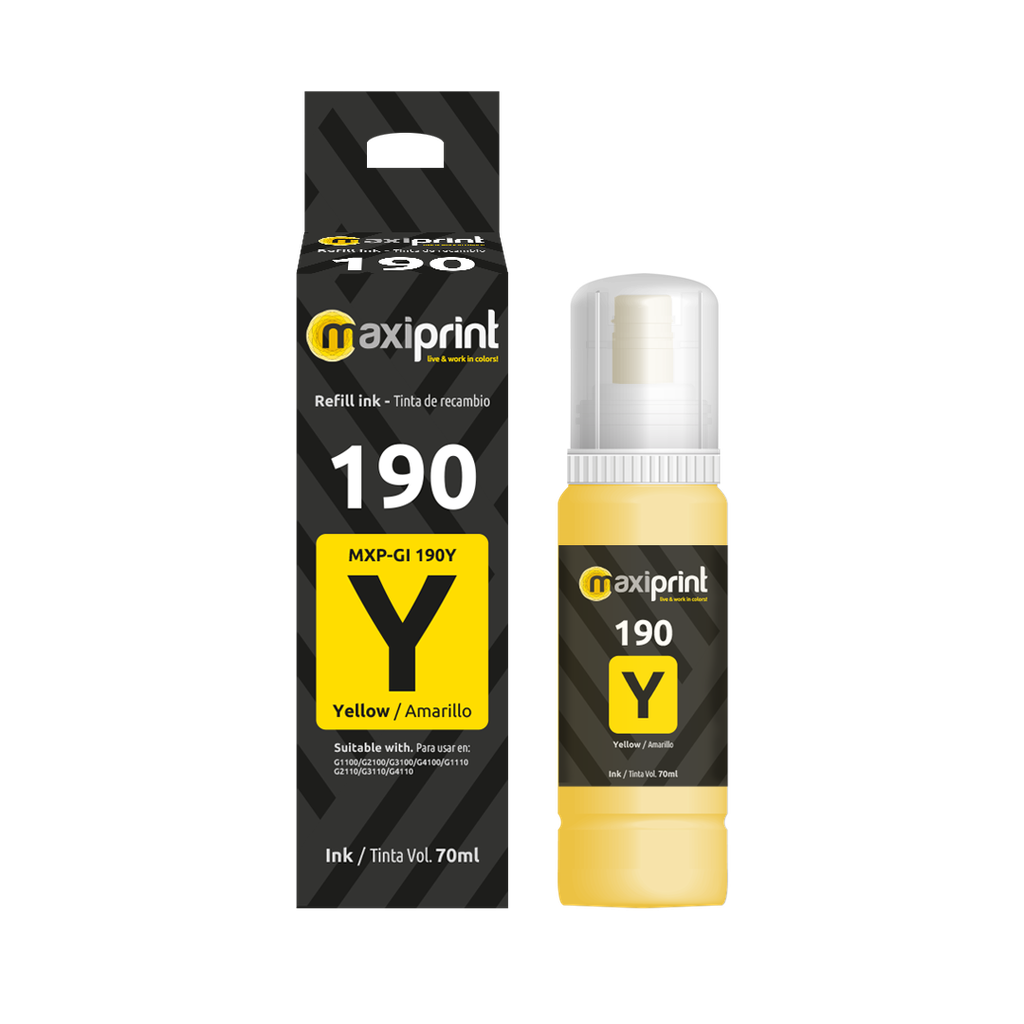 Botella de Tinta Maxiprint compatible con Canon G190 Amarillo 70ml