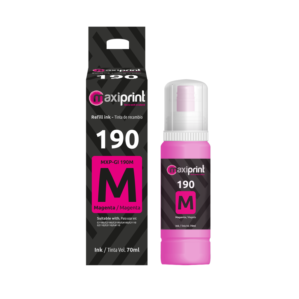 Botella de Tinta Maxiprint compatible con Canon G190 Magenta 70ml