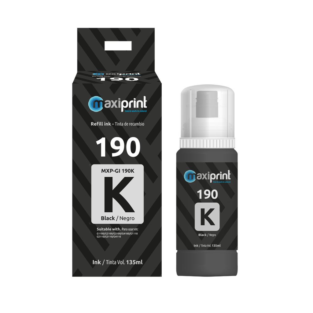 Botella de Tinta Maxiprint compatible con Canon G190 Negro 135ml