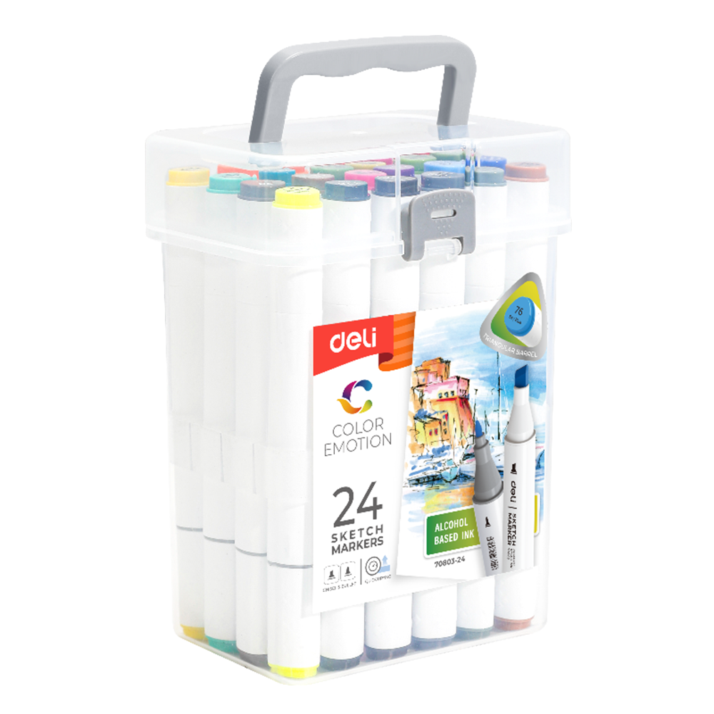 Marcadores doble punta Color Emotion-Deli p/biselada & p/fina 24 colores *UMV-1und*