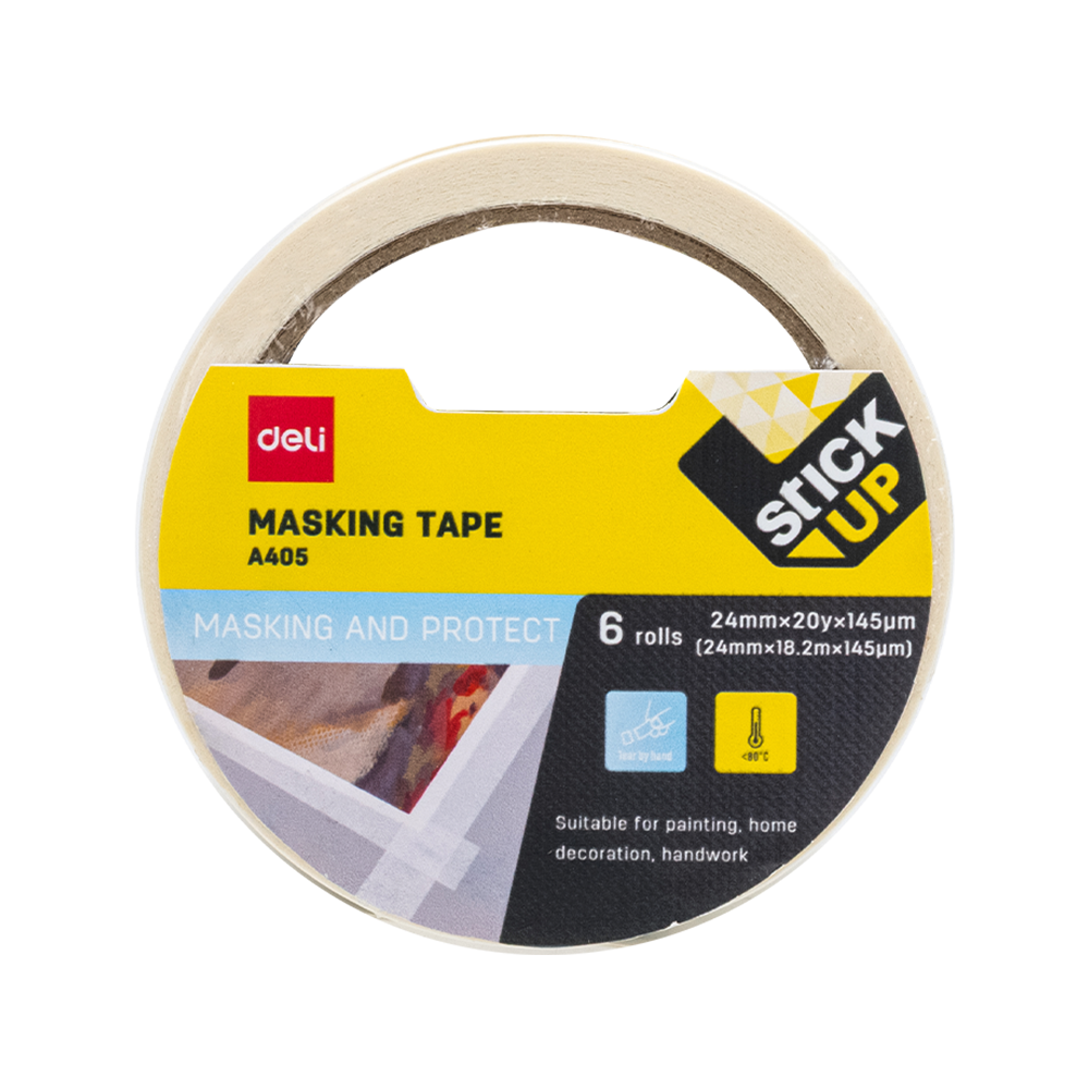 Cinta de papel Tirro Deli 24mm*145μmx18m *UMV-1pack de 6und*
