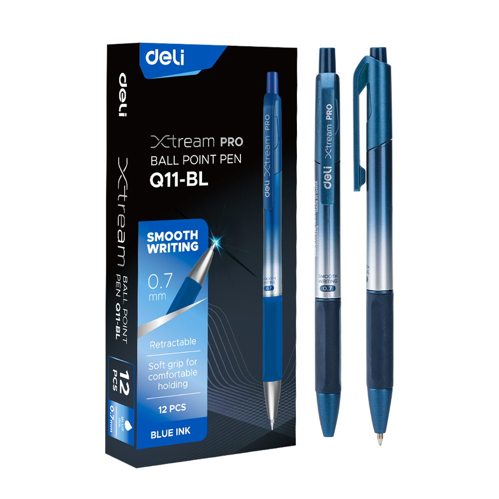 Bolígrafo azul extreme Pro retráctil c/grip Deli *UMV-1 caja de 12und*