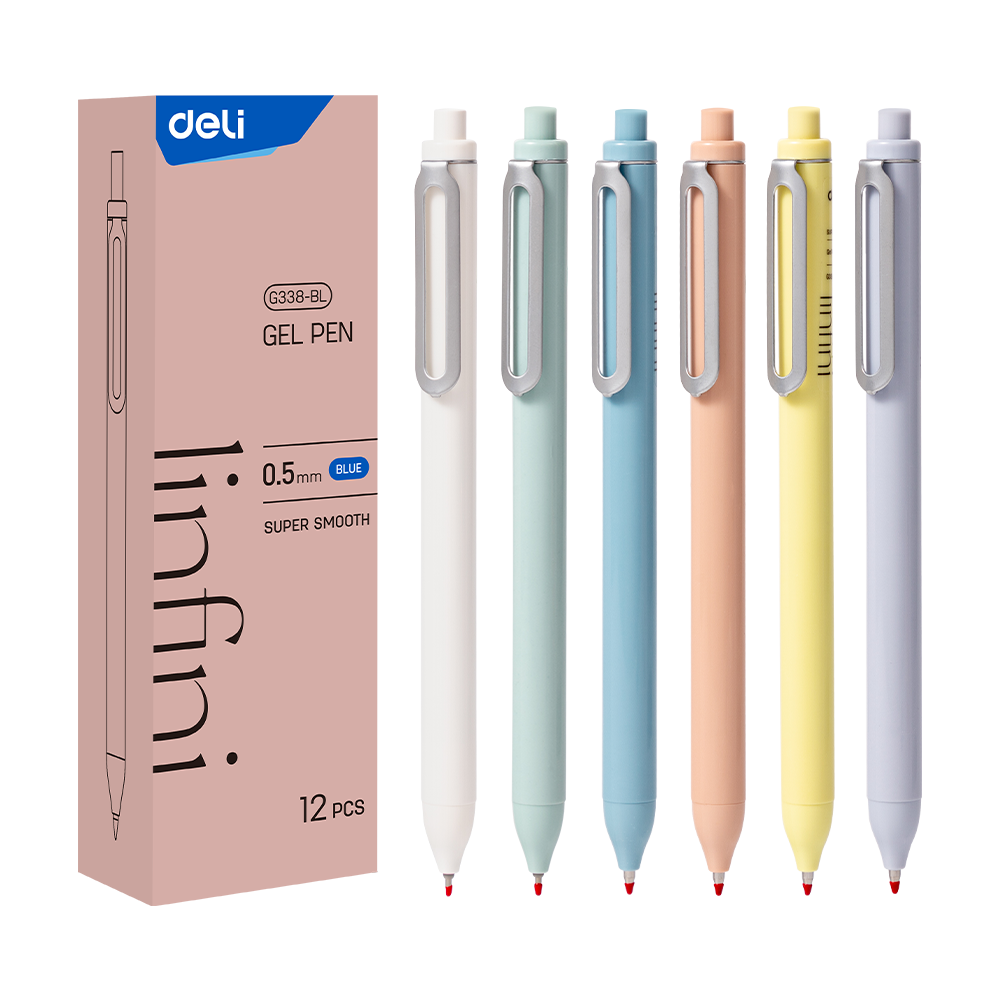 Bolígrafo azul de gel c/grip retráctil Inifini Deli *UMV-1 caja de 12und*