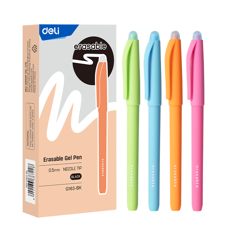 Bolígrafo negro de gel borrable c/tapa colores surt Deli *UMV-1 caja de 12und*