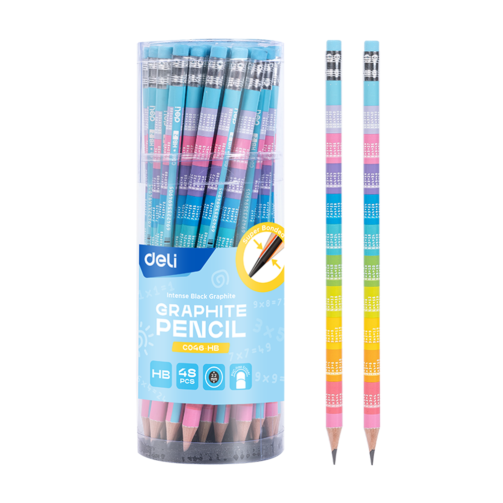 Lápiz de Grafito HB Arcoiris Deli Tubo 48 un *UMV- 8 Tubos*